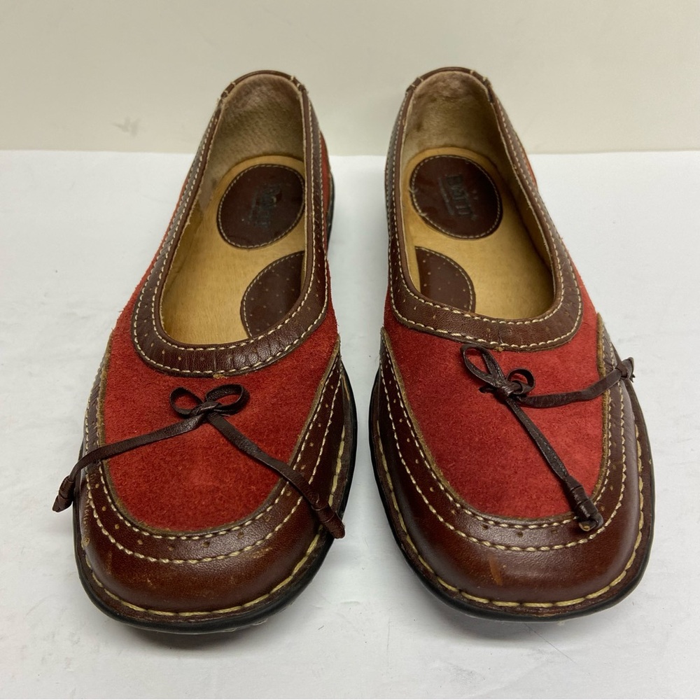 Born Women’s Shoes Brown/Red Suede Leather Flats Slip Ons Size 7 - Picture 3 of 11